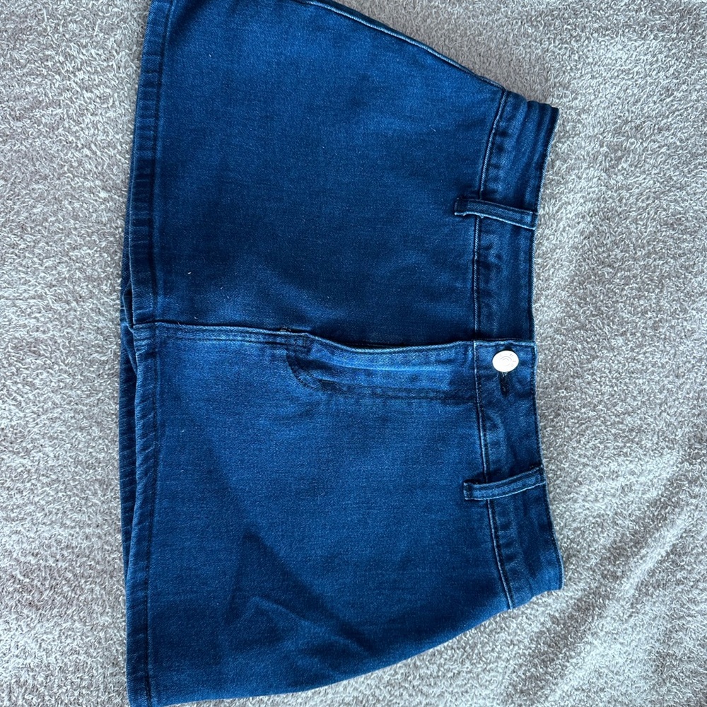 Dark Blue Denim Mini Skirt with built in shorts
